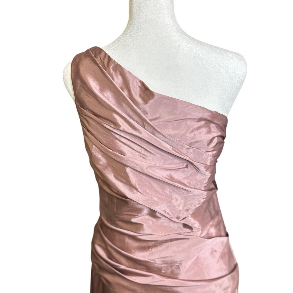 Patra One-Shoulder Formal Gown Ruched Bodice Dusty Pink 8 Prom Wedding - Picture 4 of 9